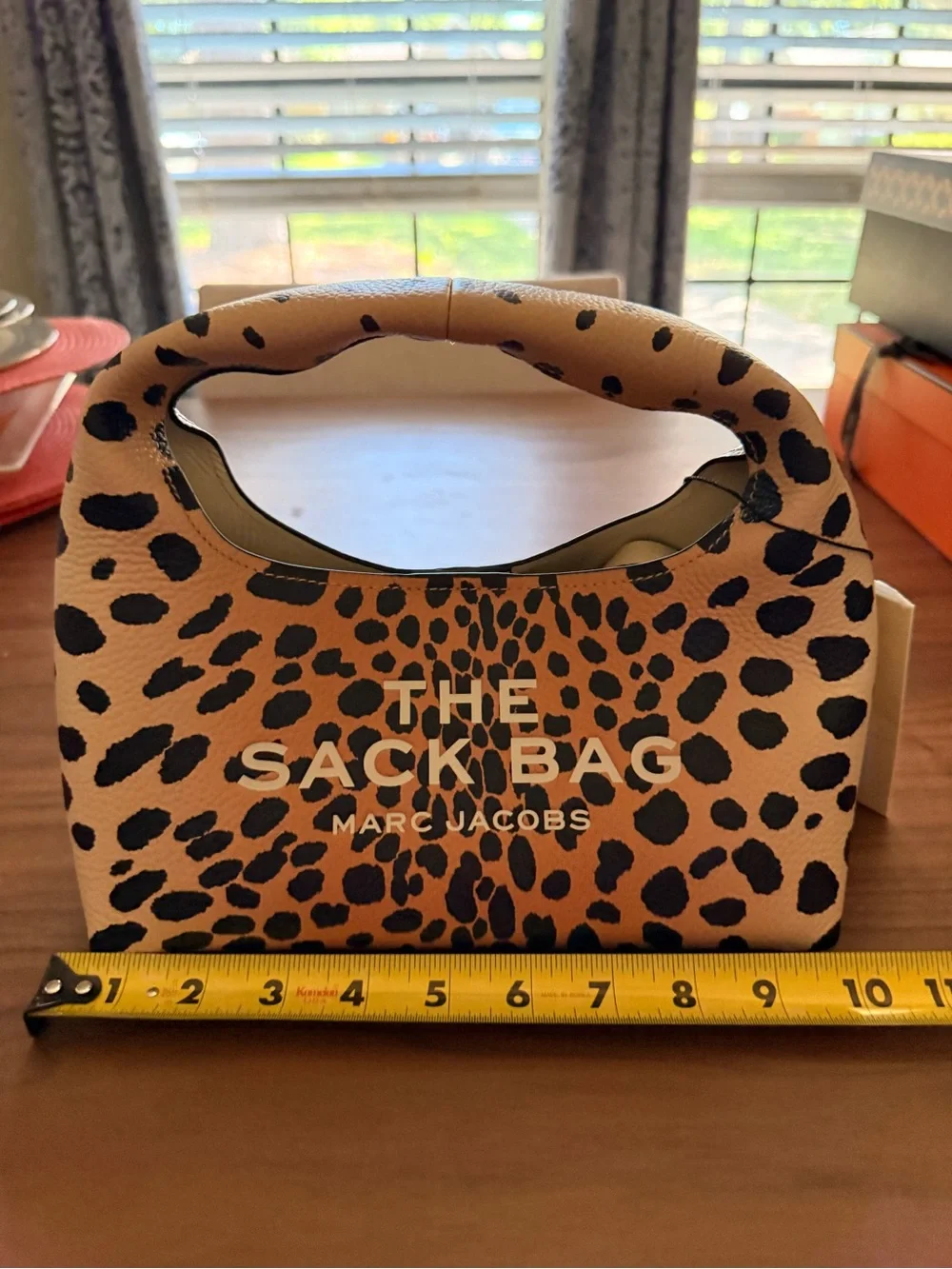 Marc Jacobs Leopard Print Mini Sack Bag in Tan & Black - Picture 4 of 14